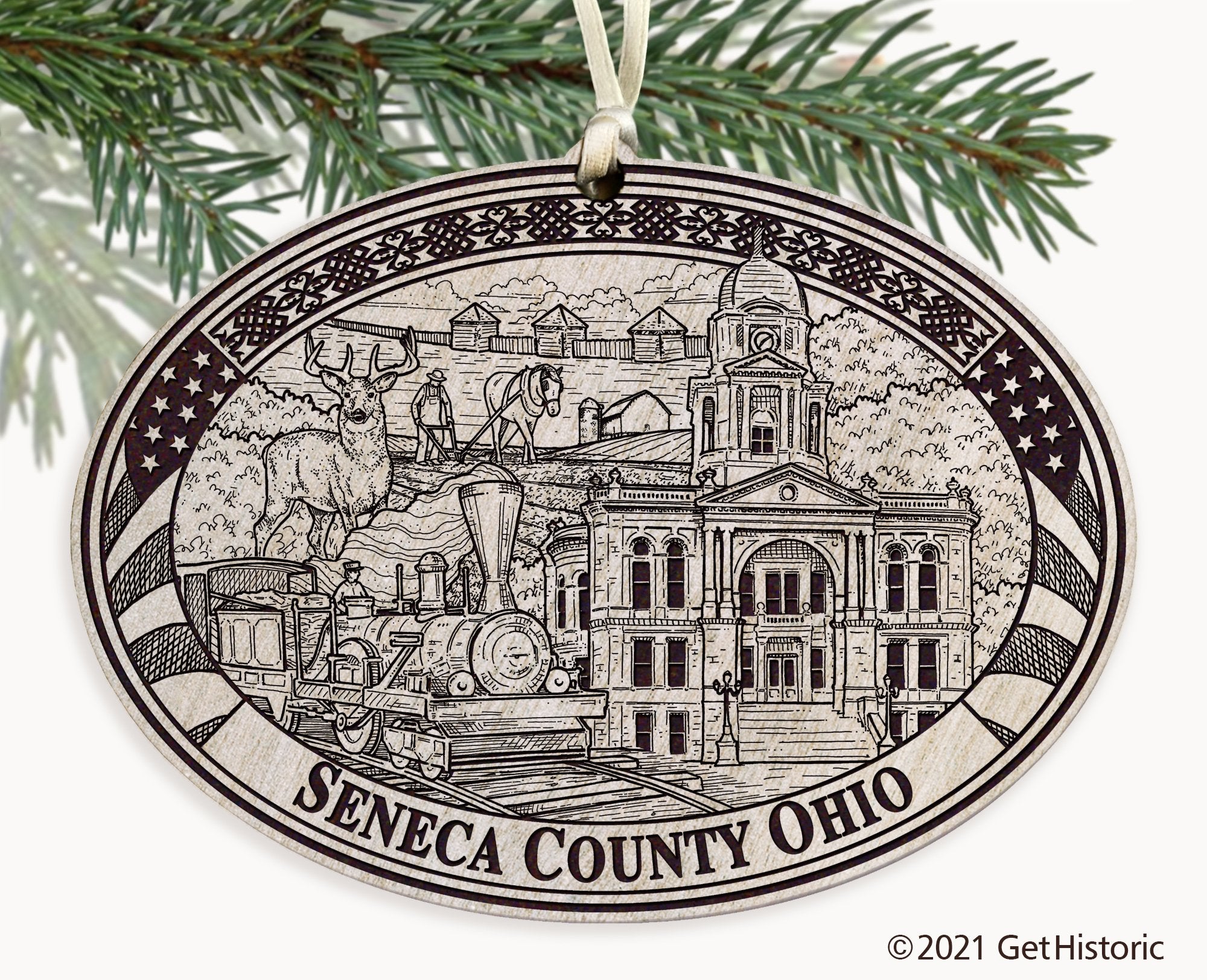 Seneca County Ohio Engraved Ornament