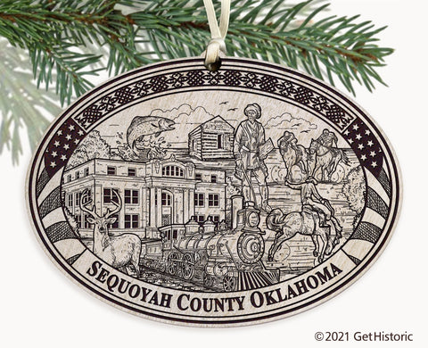 Sequoyah County Oklahoma Engraved Ornament
