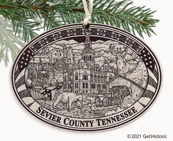 Sevier County Tennessee Engraved Ornament