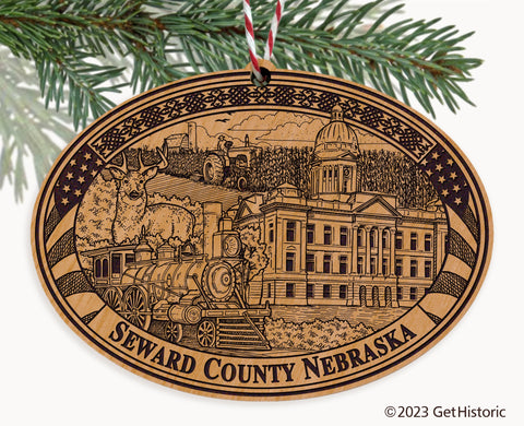 Seward County Nebraska Engraved Natural Ornament
