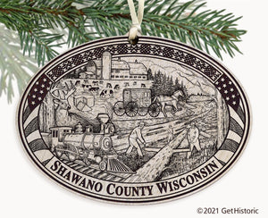 Shawano County Wisconsin Engraved Ornament