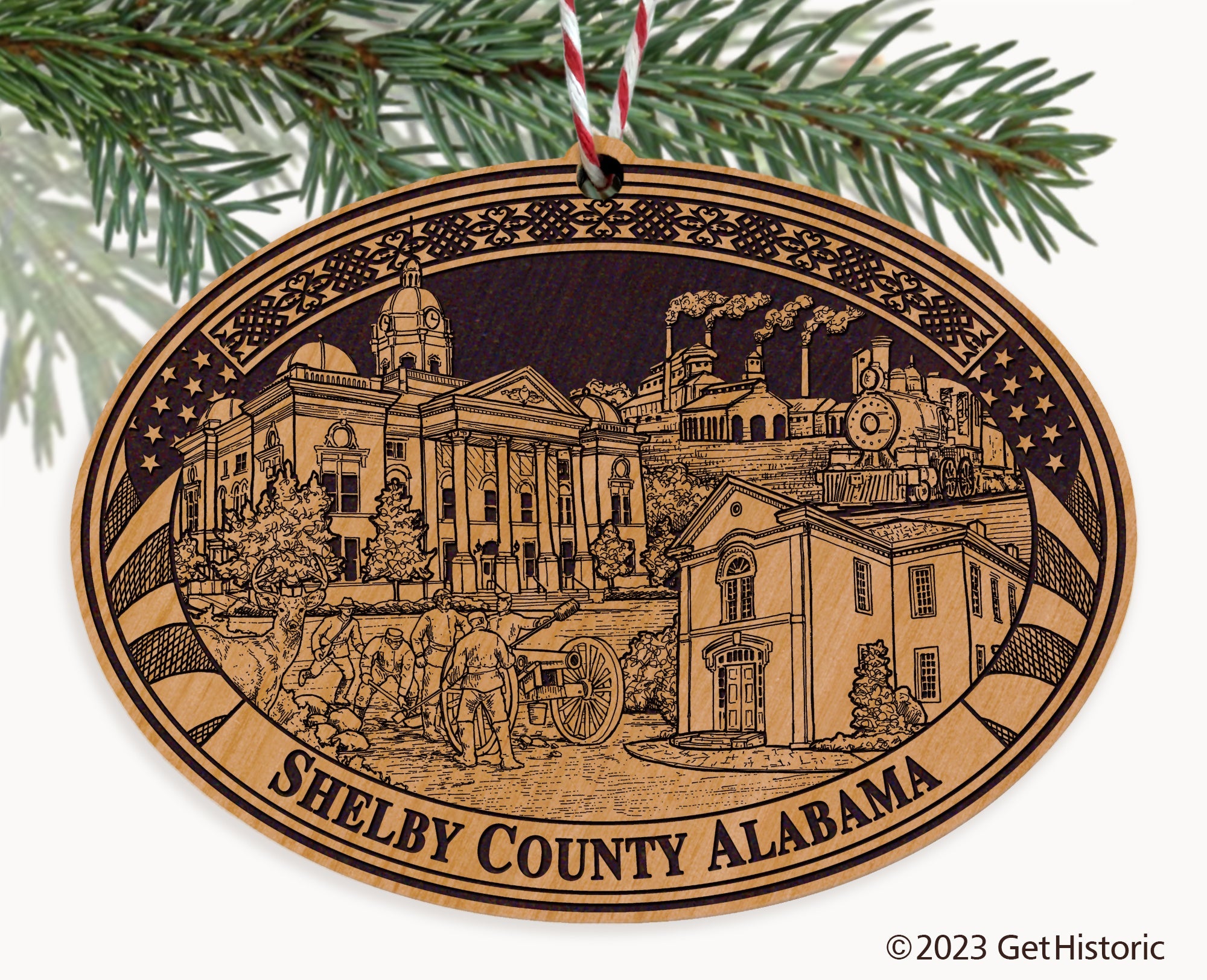 Shelby County Alabama Engraved Natural Ornament
