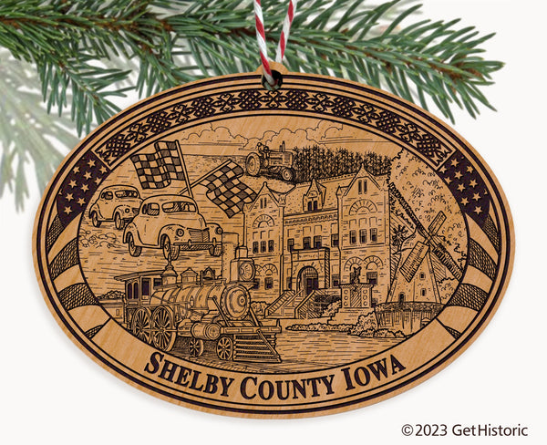 Shelby County Iowa Engraved Natural Ornament