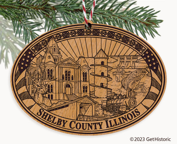 Shelby County Illinois Engraved Natural Ornament