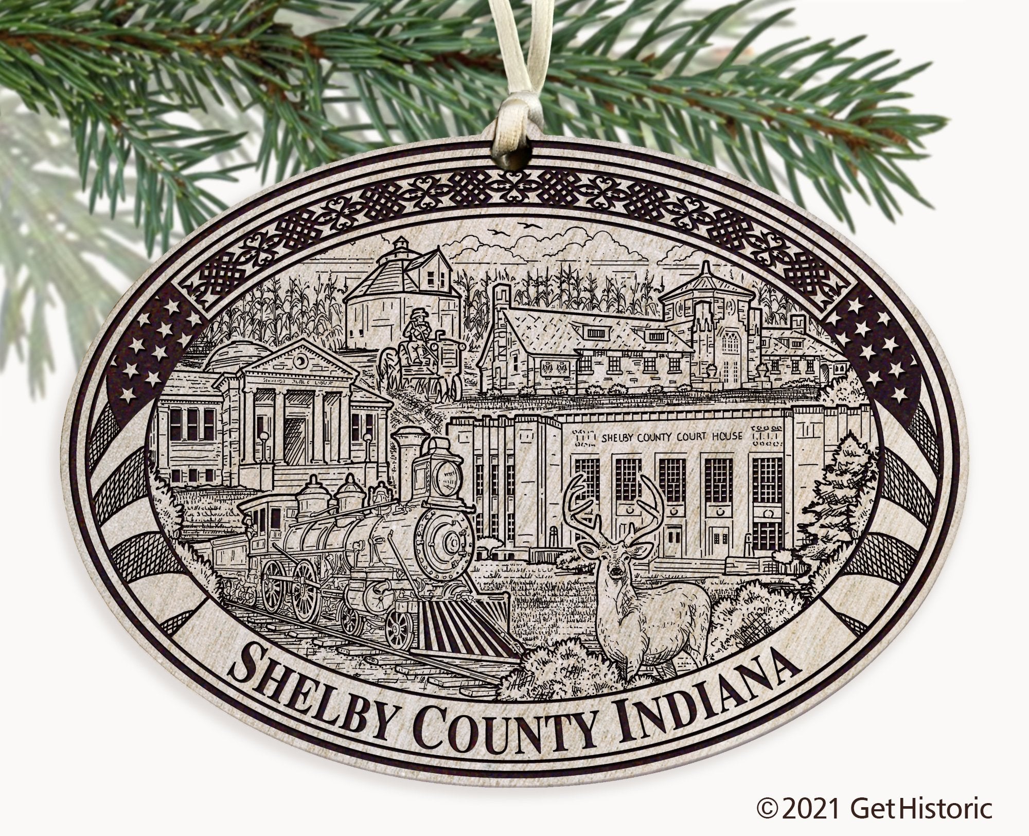 Shelby County Indiana Engraved Ornament