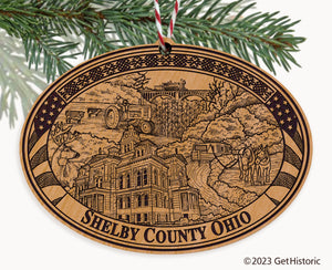 Shelby County Ohio Engraved Natural Ornament