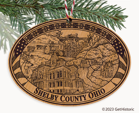 Shelby County Ohio Engraved Natural Ornament