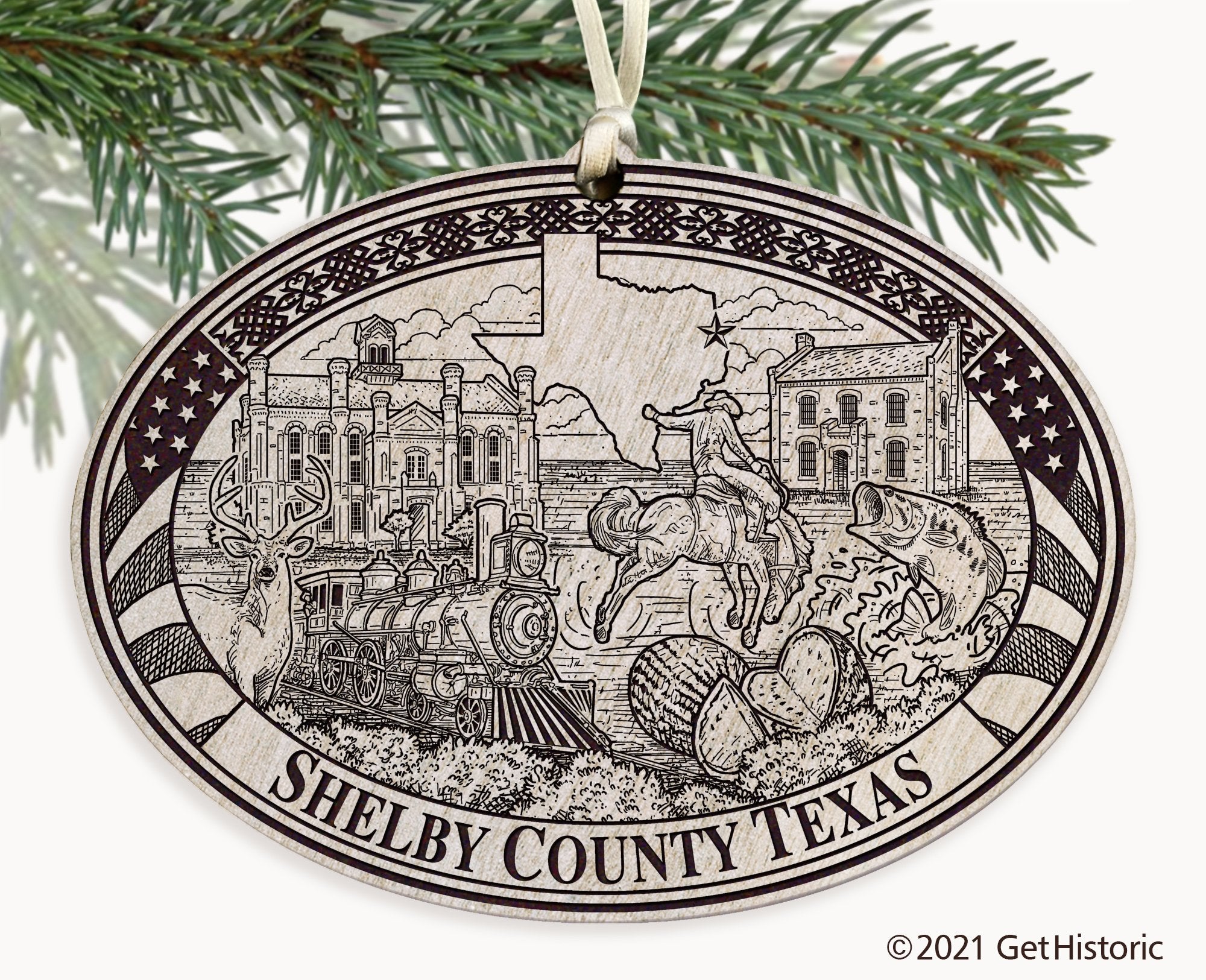 Shelby County Texas Engraved Ornament