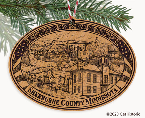 Sherburne County Minnesota Engraved Natural Ornament