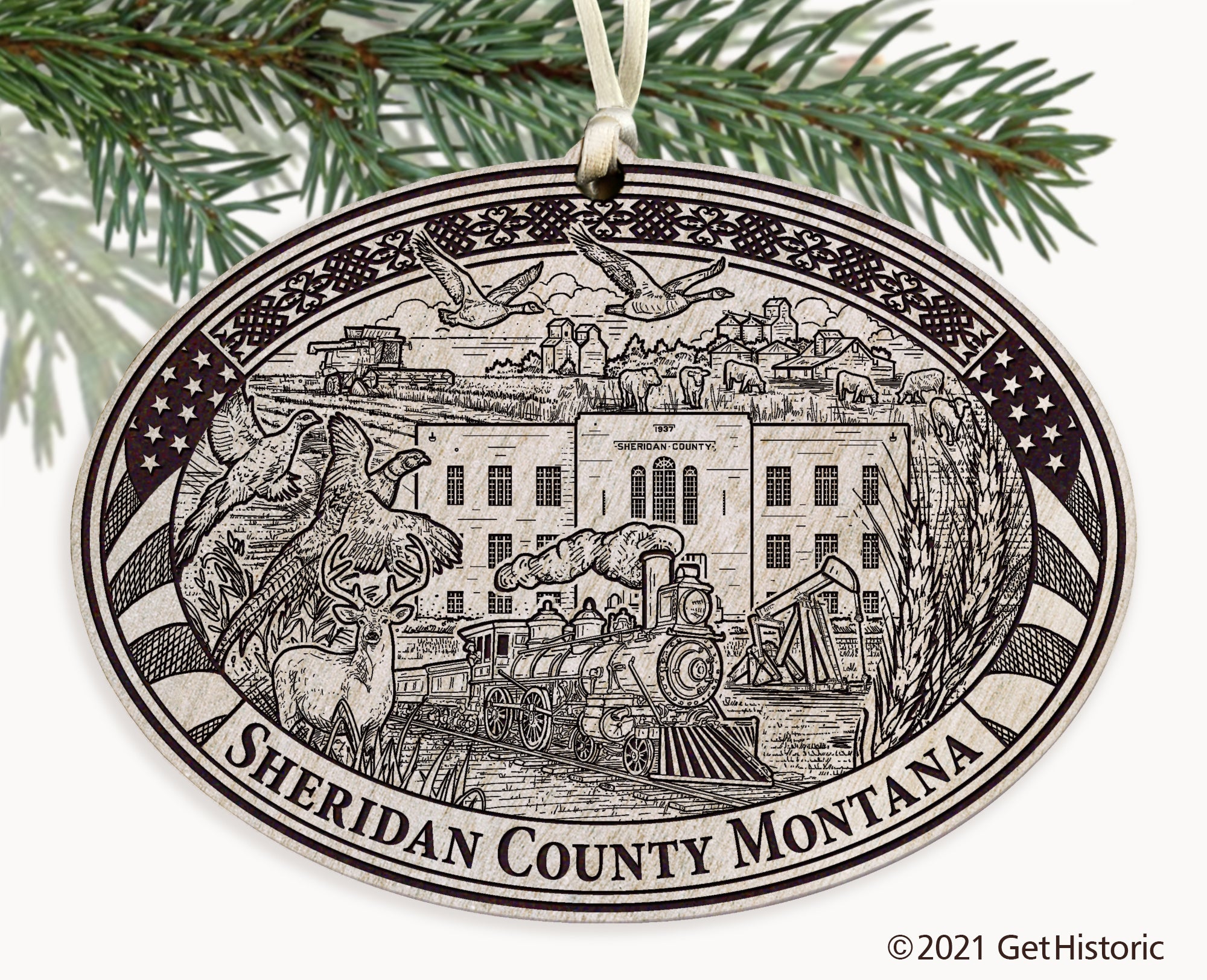 Sheridan County Montana Engraved Ornament