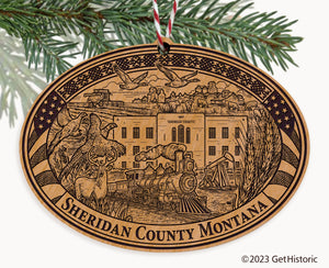 Sheridan County Montana Engraved Natural Ornament