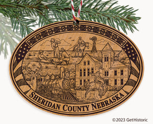 Sheridan County Nebraska Engraved Natural Ornament