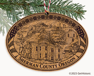 Sherman County Oklahoma Engraved Natural Ornament