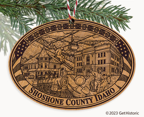 Shoshone County Idaho Engraved Natural Ornament