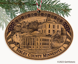Sibley County Minnesota Engraved Natural Ornament