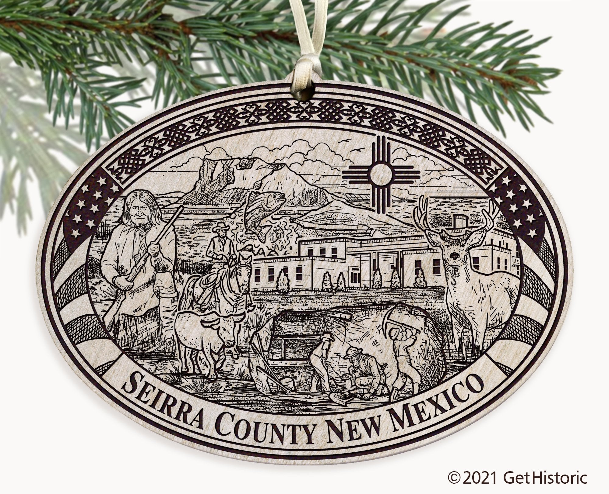 Sierra County New Mexico Engraved Ornament