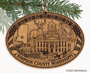 Simpson County Mississippi Engraved Natural Ornament