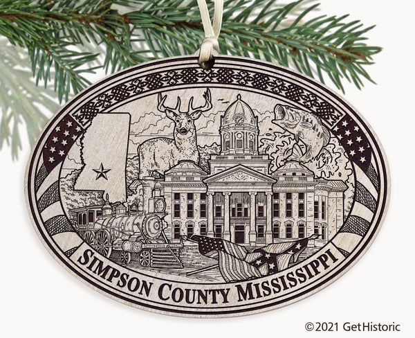Simpson County Mississippi Engraved Ornament