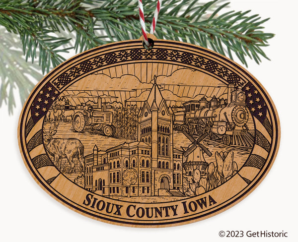 Sioux County Iowa Engraved Natural Ornament