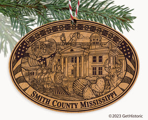 Smith County Mississippi Engraved Natural Ornament