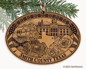 Smith County Texas Engraved Natural Ornament