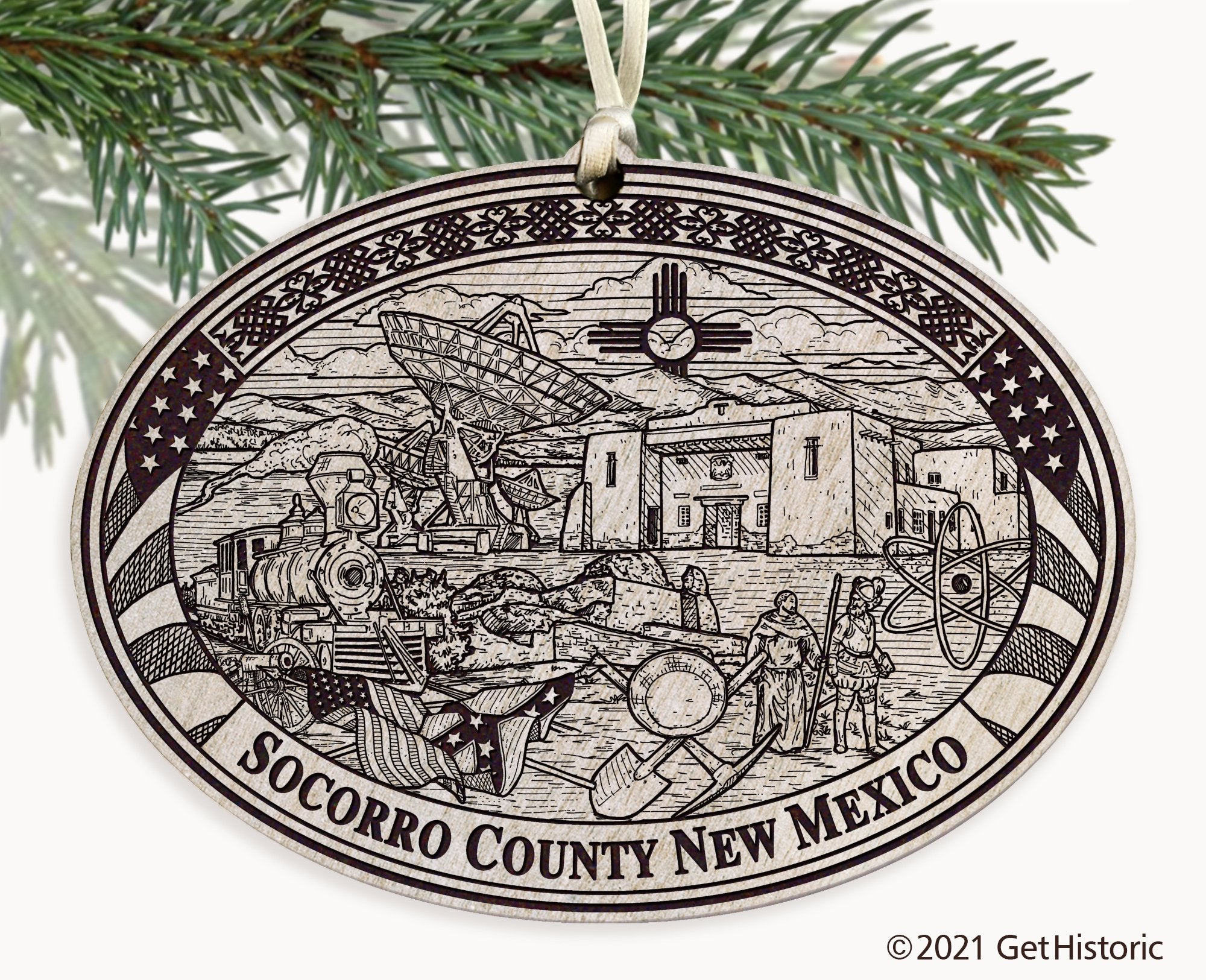 Socorro County New Mexico Engraved Ornament
