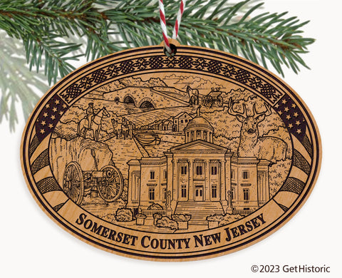Somerset County New Jersey Engraved Natural Ornament