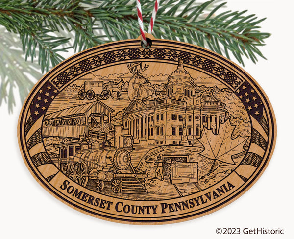 Somerset County Pennsylvania Engraved Natural Ornament