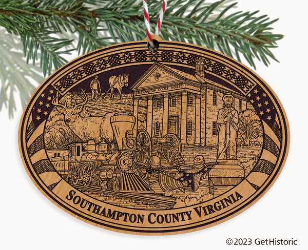 Southampton County Virginia Engraved Natural Ornament