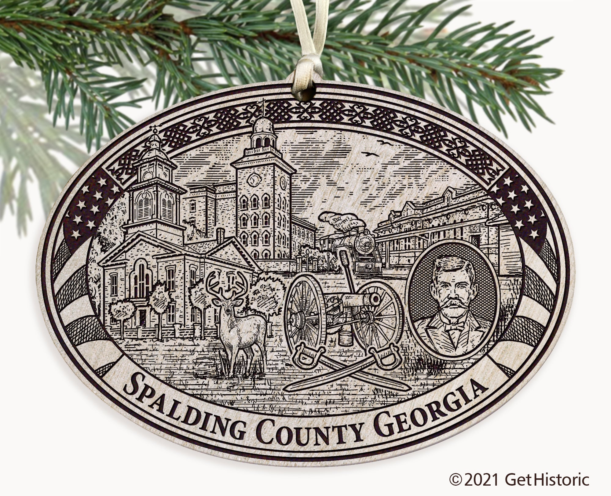 Spalding County Georgia Engraved Ornament
