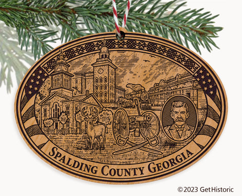 Spalding County Georgia Engraved Natural Ornament