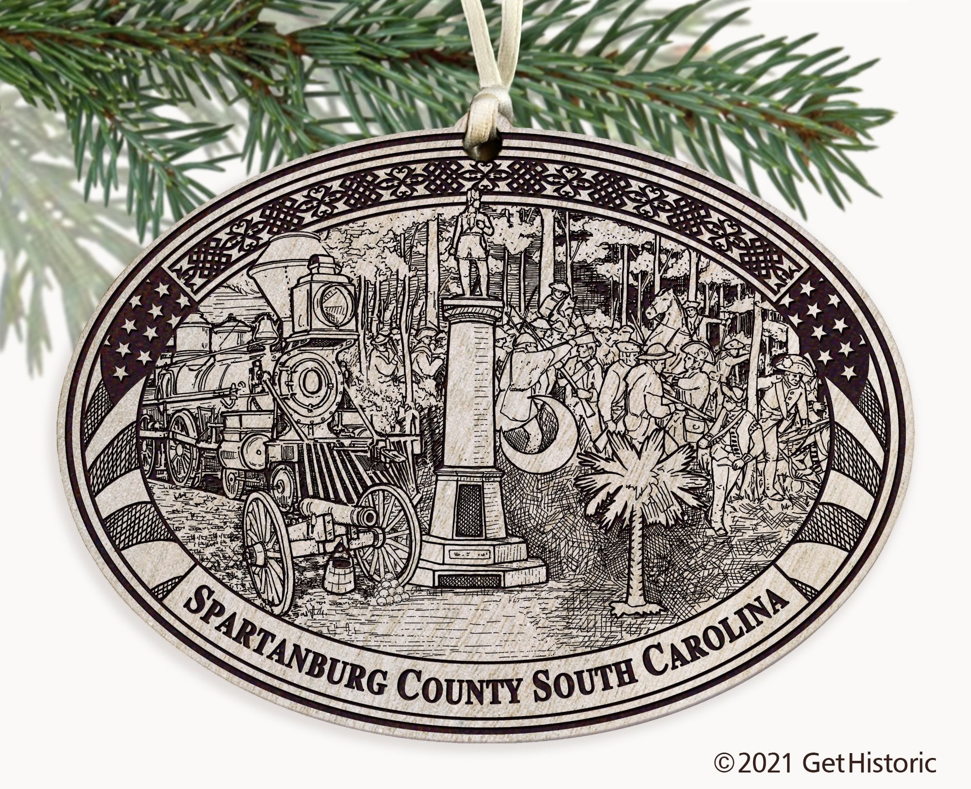 Spartanburg County South Carolina Engraved Ornament