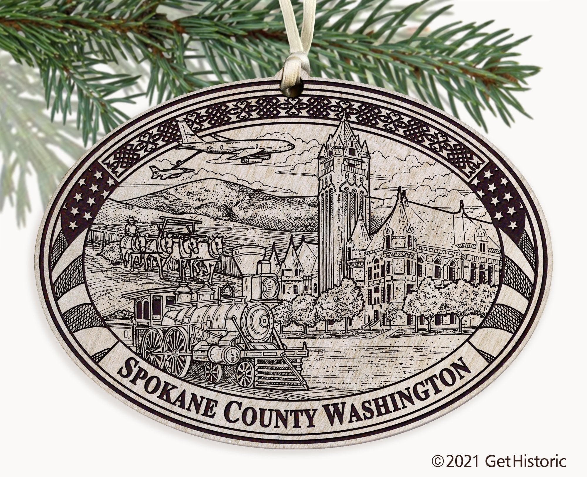 Spokane County Washington Engraved Ornament