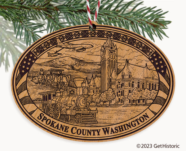 Spokane County Washington Engraved Natural Ornament