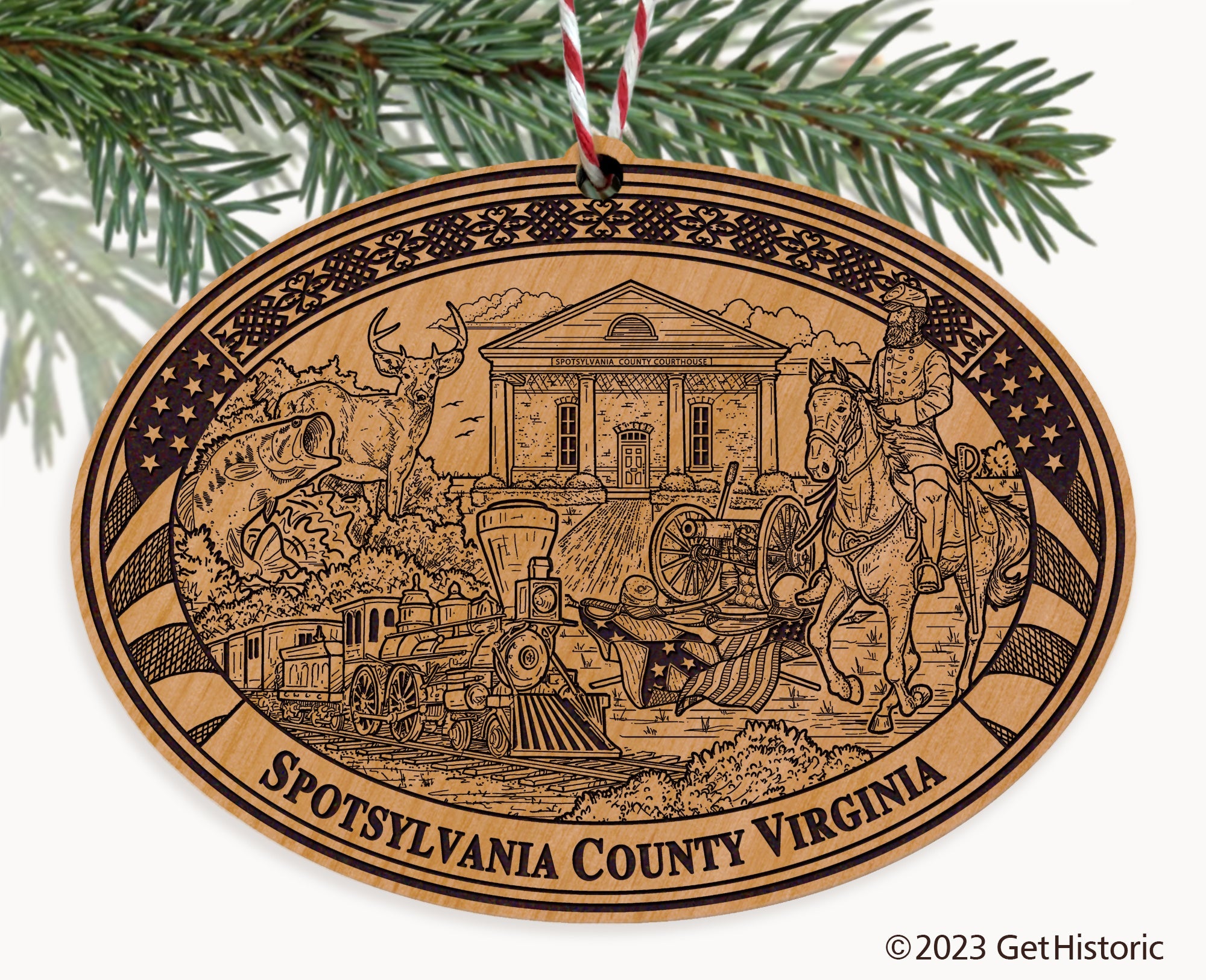 Spotsylvania County Virginia Engraved Natural Ornament