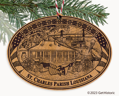 St. Charles Parish Louisiana Engraved Natural Ornament