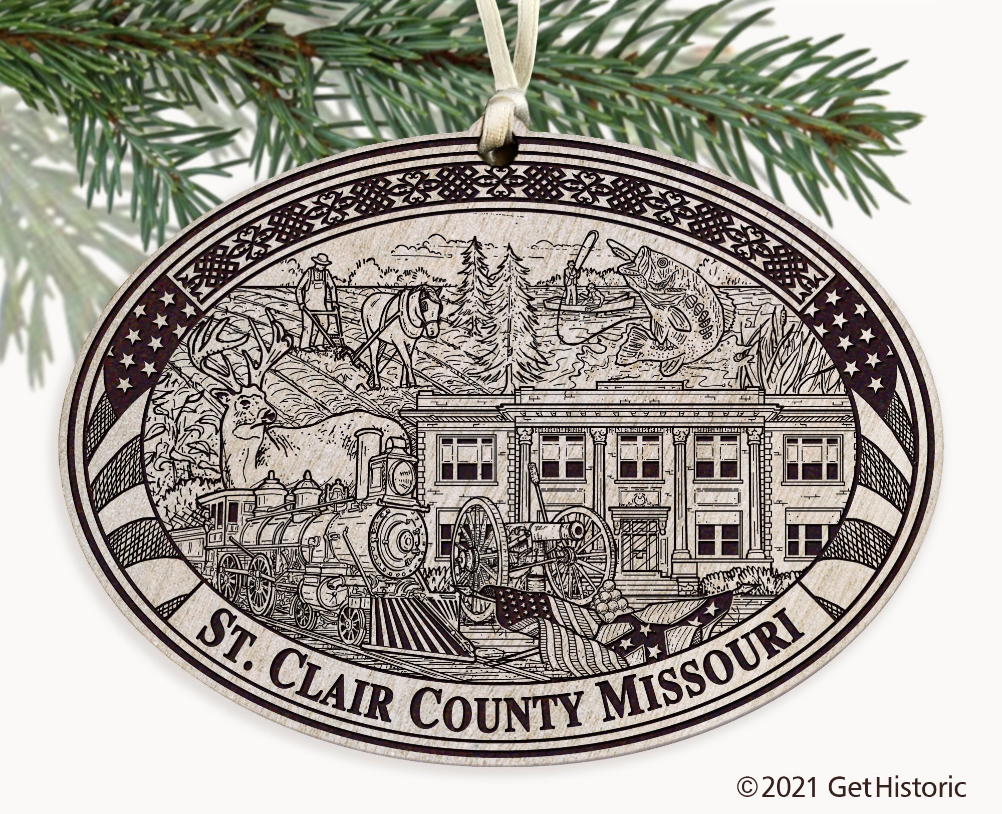 St. Clair County Missouri Engraved Ornament