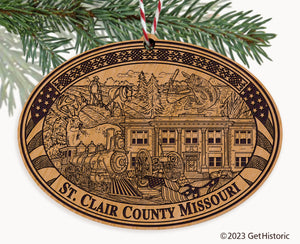 St. Clair County Missouri Engraved Natural Ornament