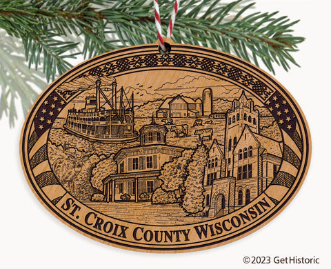 St. Croix County Wisconsin Engraved Natural Ornament