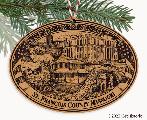 St. Francois County Missouri Engraved Natural Ornament