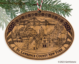 St. Lawrence County New York Engraved Natural Ornament