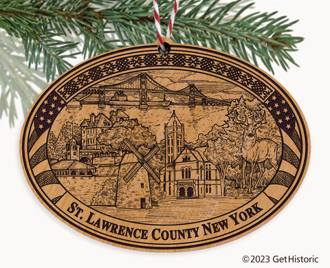 St. Lawrence County New York Engraved Natural Ornament