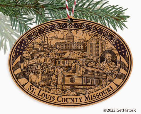 St. Louis County Missouri Engraved Natural Ornament