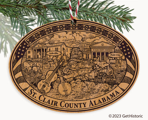 St. Clair County Alabama Engraved Natural Ornament
