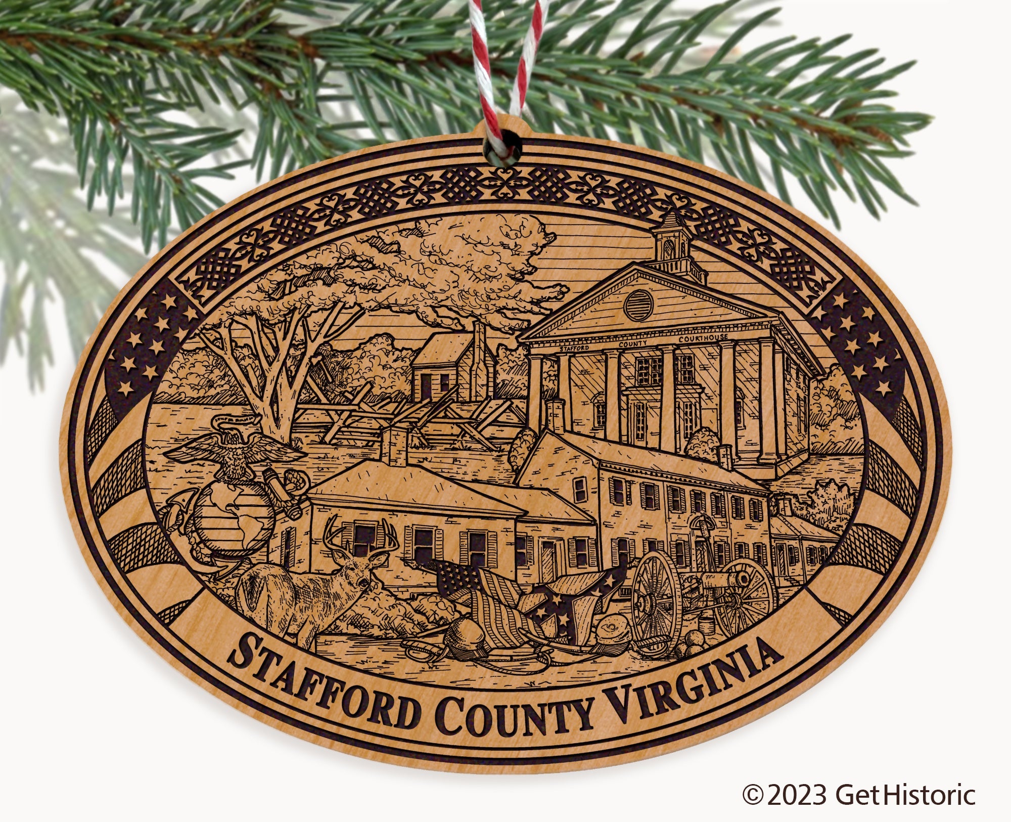 Stafford County Virginia Engraved Natural Ornament