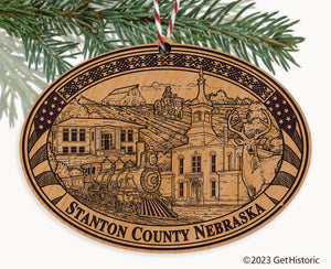 Stanton County Nebraska Engraved Natural Ornament