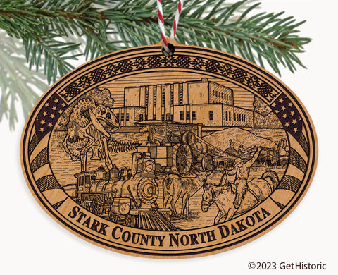 Stark County North Dakota Engraved Natural Ornament