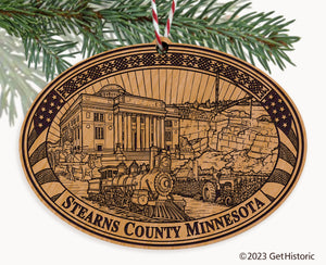 Stearns County Minnesota Engraved Natural Ornament