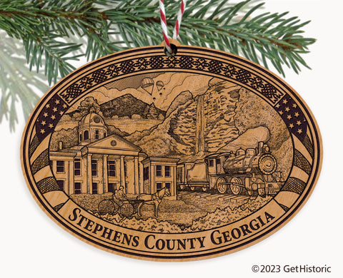 Stephens County Georgia Engraved Natural Ornament