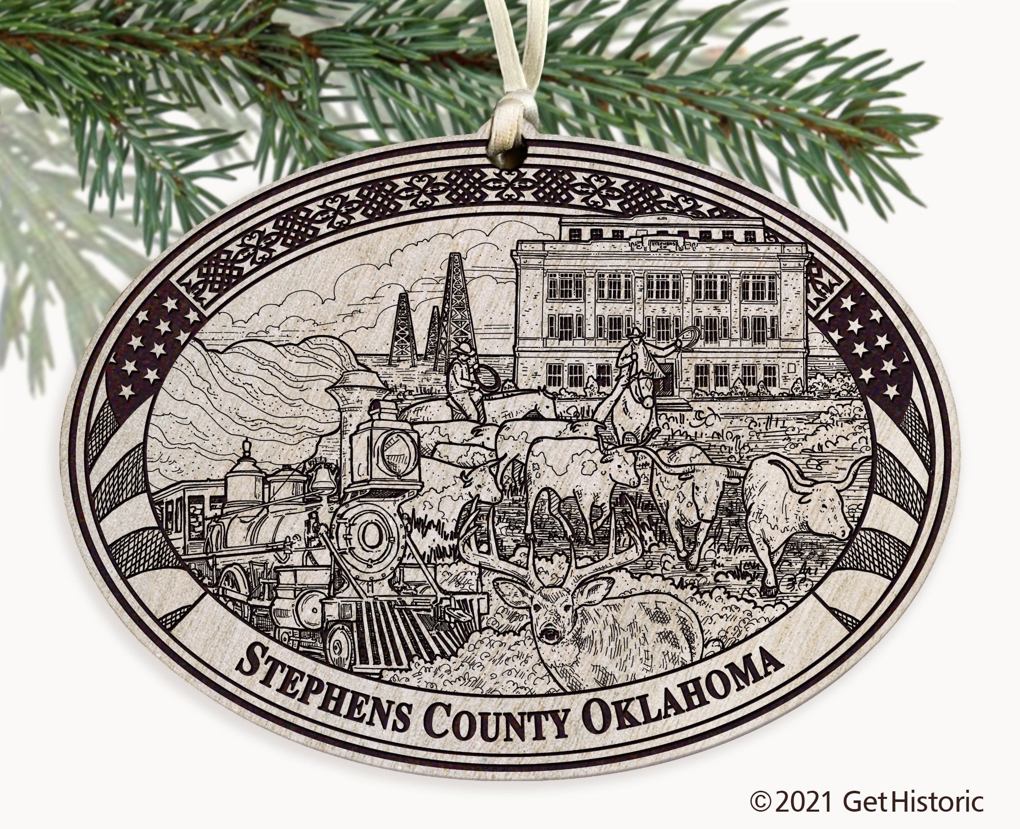 Stephens County Oklahoma Engraved Ornament